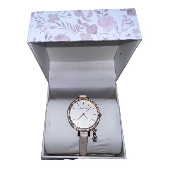 Jessica Carlyle Rose Gold-Tone Light Pink Strap Analog Watch Hamsa Charm New - Picture 1 of 5